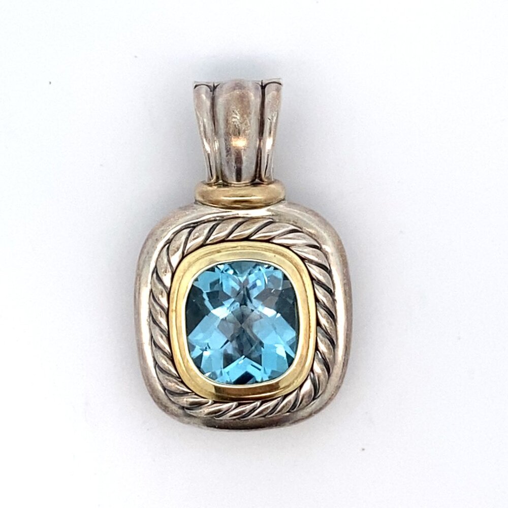 David Yurman Two Tone 925/14k Blue Topaz Albion Pendant